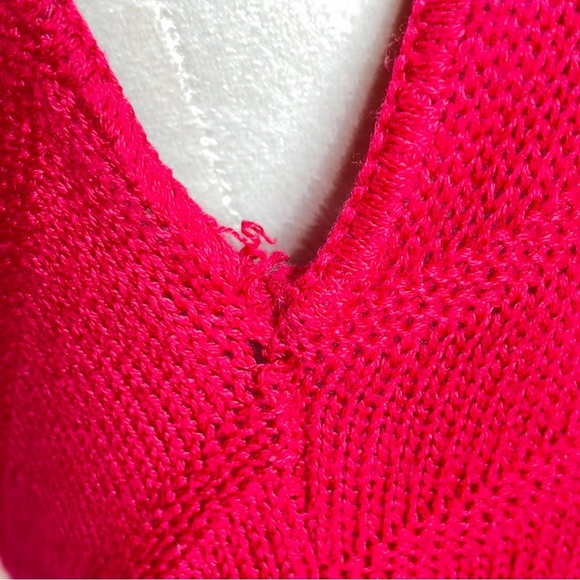 Vintage Sweaters USA Textured Ribbed Red Sweater Top Size Small Pullover - Picture 8 of 10